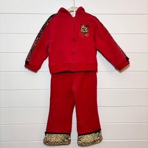 KRU SUPPLIES Vintage Kid‎ 2-Pc Baby Girls ATHLETIC HOODIE Pants Leopard Size 4